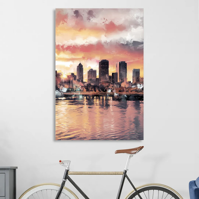 Buffalo Skyline at Sunset Sitting Room - Canvas Wall Art