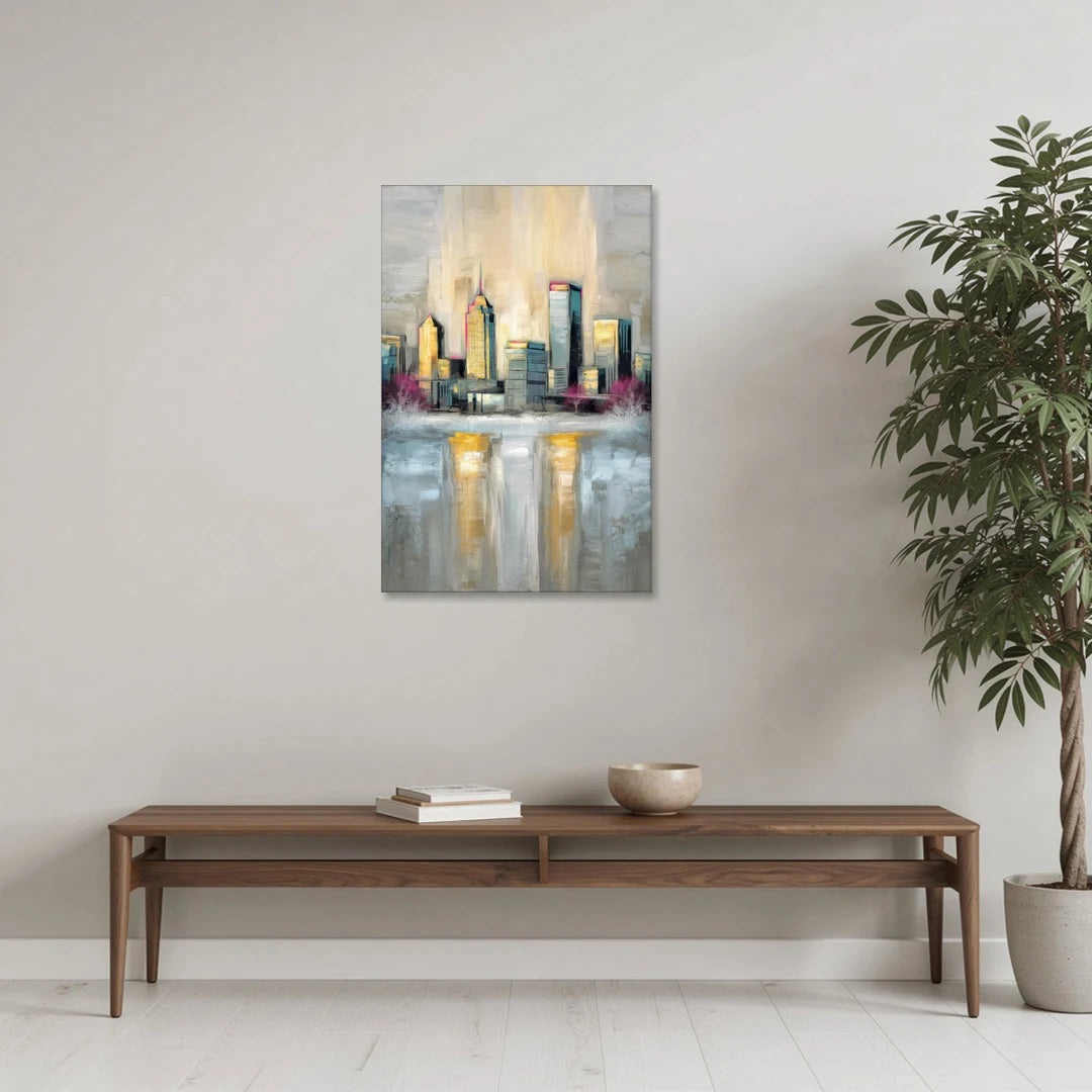 Buffalo Skyline in Winter - Canvas Wall Art - Coffee Table - 24x36
