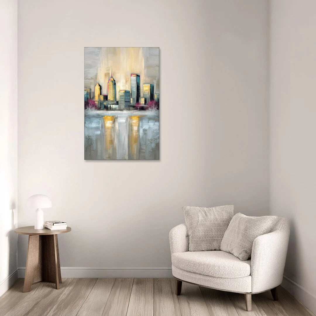 Buffalo Skyline in Winter - Canvas Wall Art - Sofa - 24x36