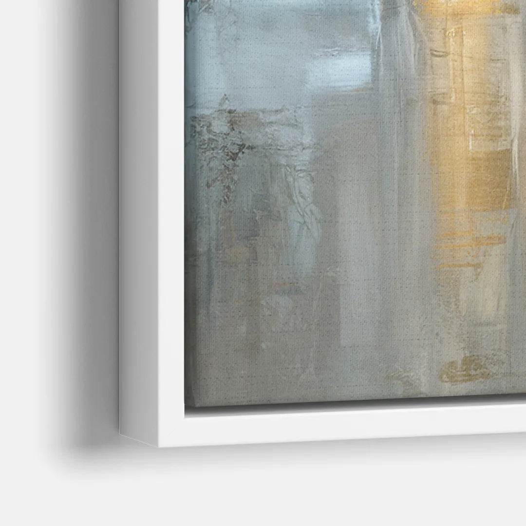 Buffalo Skyline in Winter - Close-Up White Frame Canvas