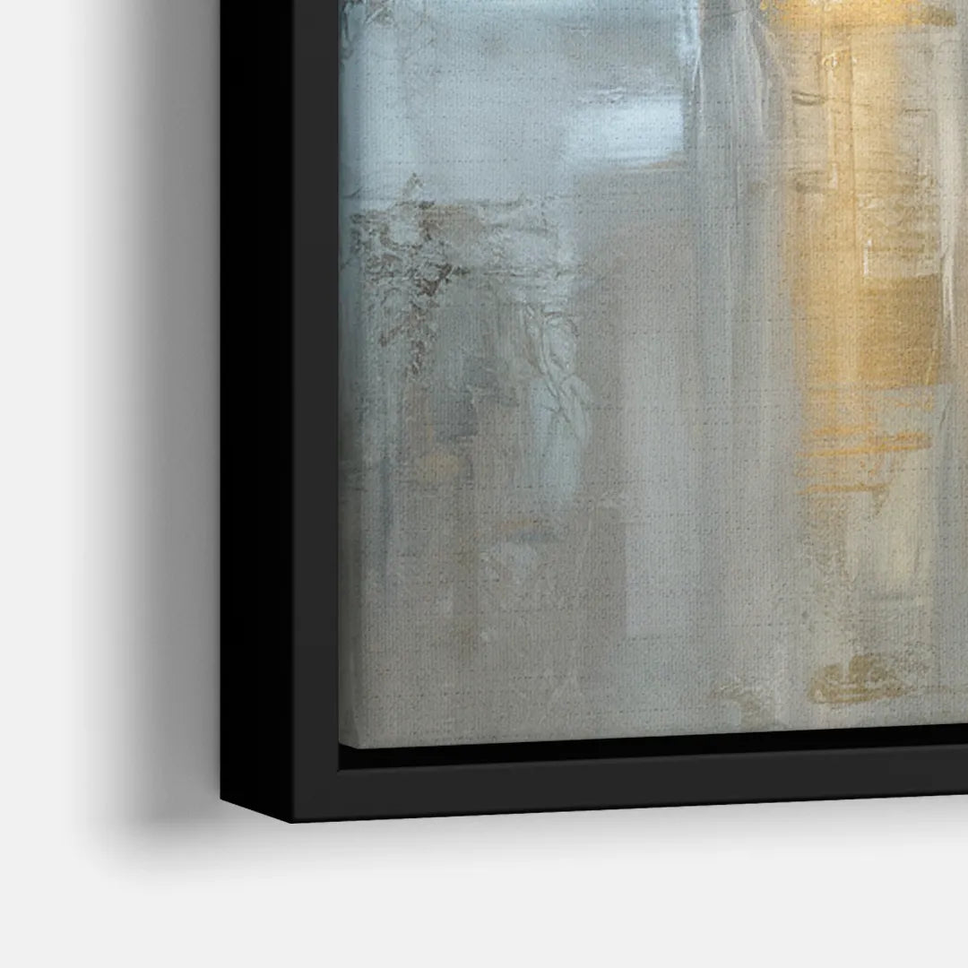 Buffalo Skyline in Winter - Close-Up Black Frame Canvas