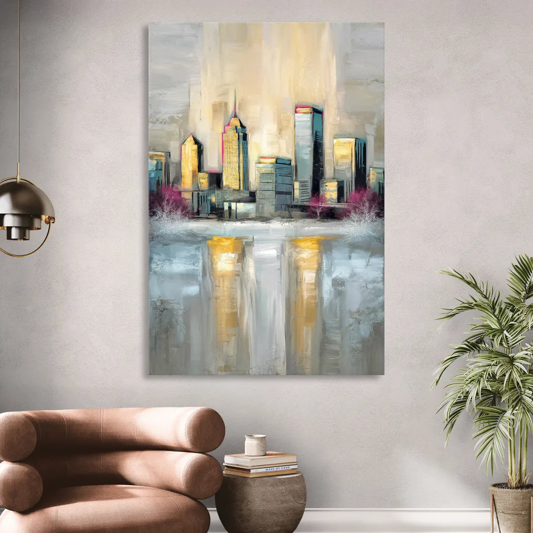 Buffalo Skyline in Winter Sitting Room - Canvas Wall Art