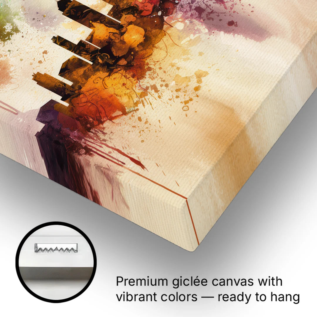Buffalo Skyline with Fireworks - Canvas Wall Art - Gallery Wrap Corner