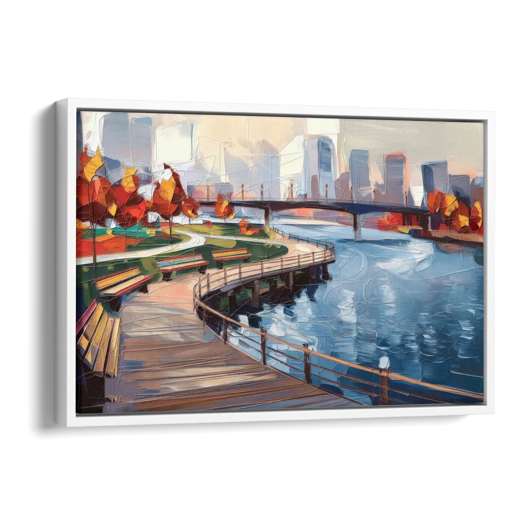 Buffalo Waterfront Boardwalk Side - White Canvas Wall Art