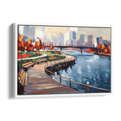 Buffalo Waterfront Boardwalk Side - White Canvas Wall Art