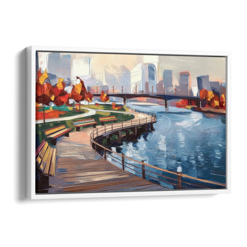 Buffalo Waterfront Boardwalk Side - White Canvas Wall Art