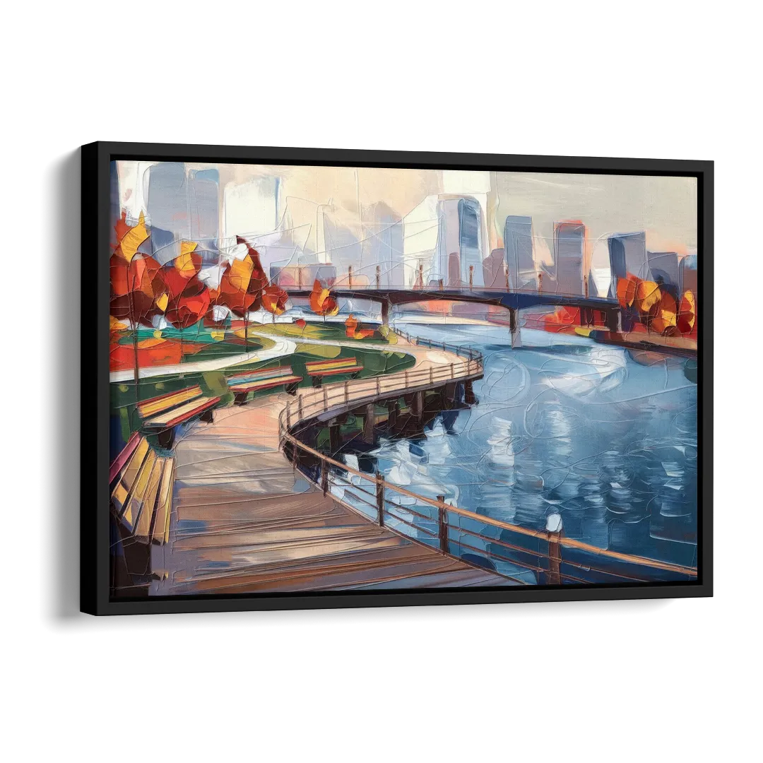 Buffalo Waterfront Boardwalk Side - Black Canvas Wall Art