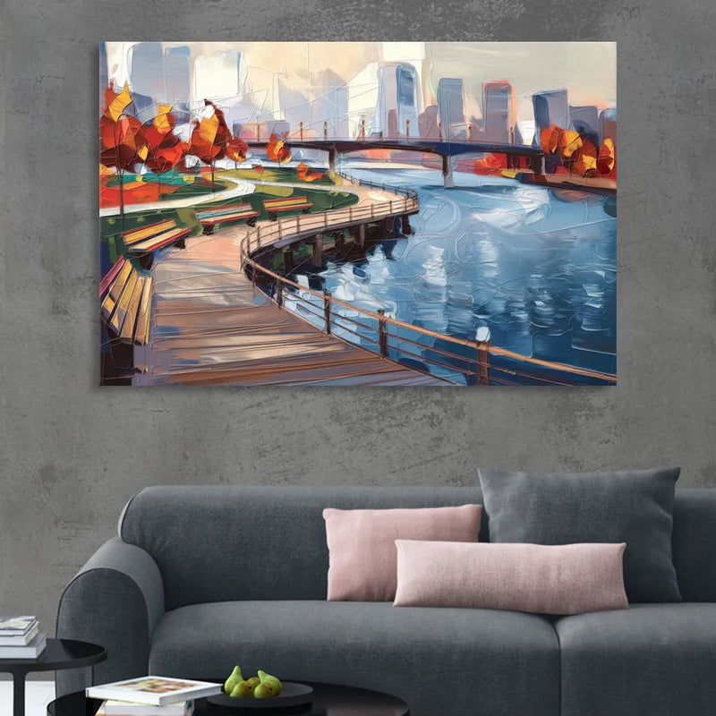 Buffalo Waterfront Boardwalk Sitting Room - Canvas Wall Art