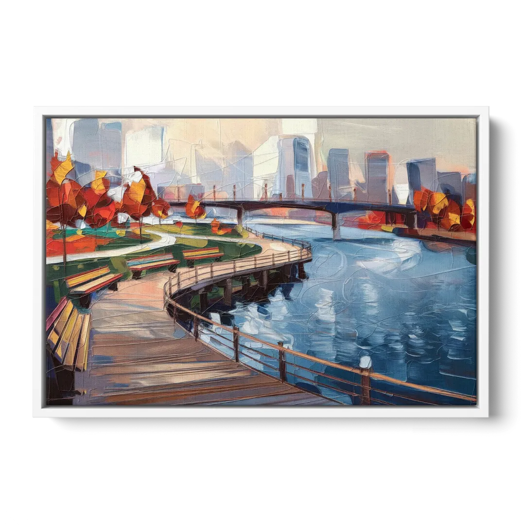 Buffalo Waterfront Boardwalk Front - White Canvas Wall Art