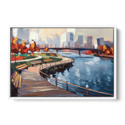 Buffalo Waterfront Boardwalk Front - White Canvas Wall Art