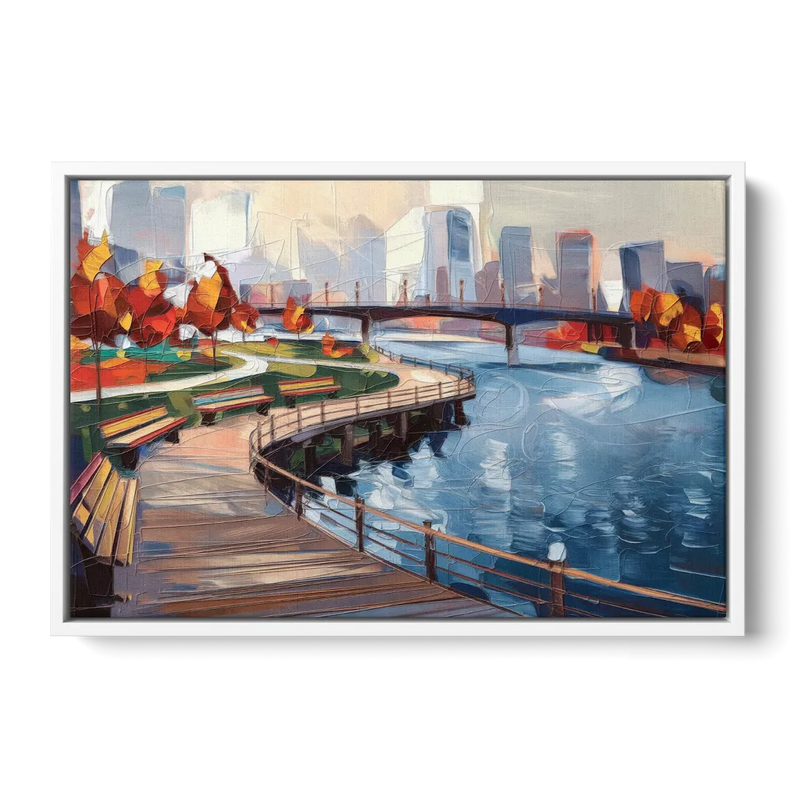 Buffalo Waterfront Boardwalk Front - White Canvas Wall Art