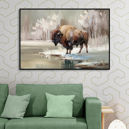 Buffalo Waterfront Serenity Living Room - Black Canvas Wall Art