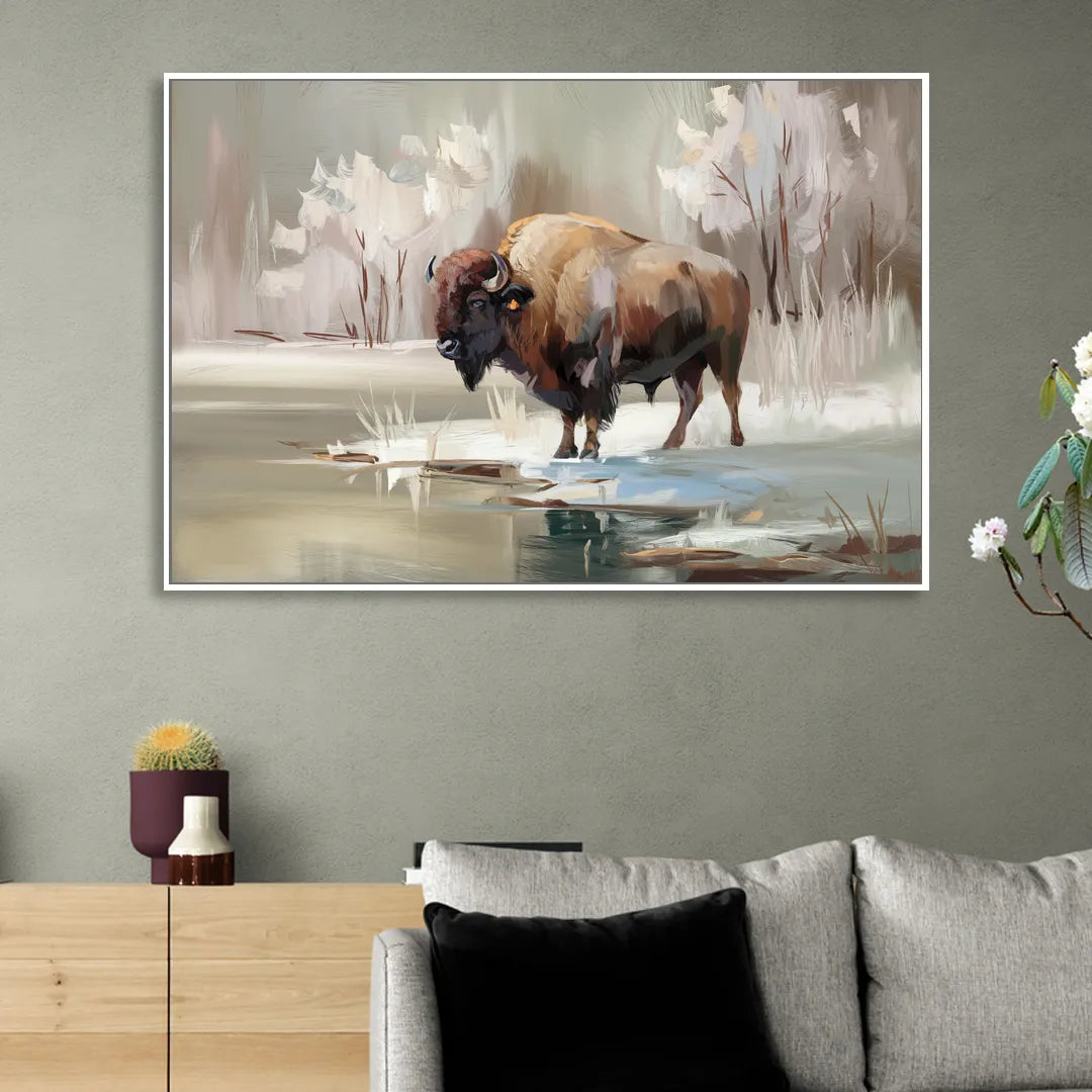Buffalo Waterfront Serenity Living Room - White Canvas Wall Art