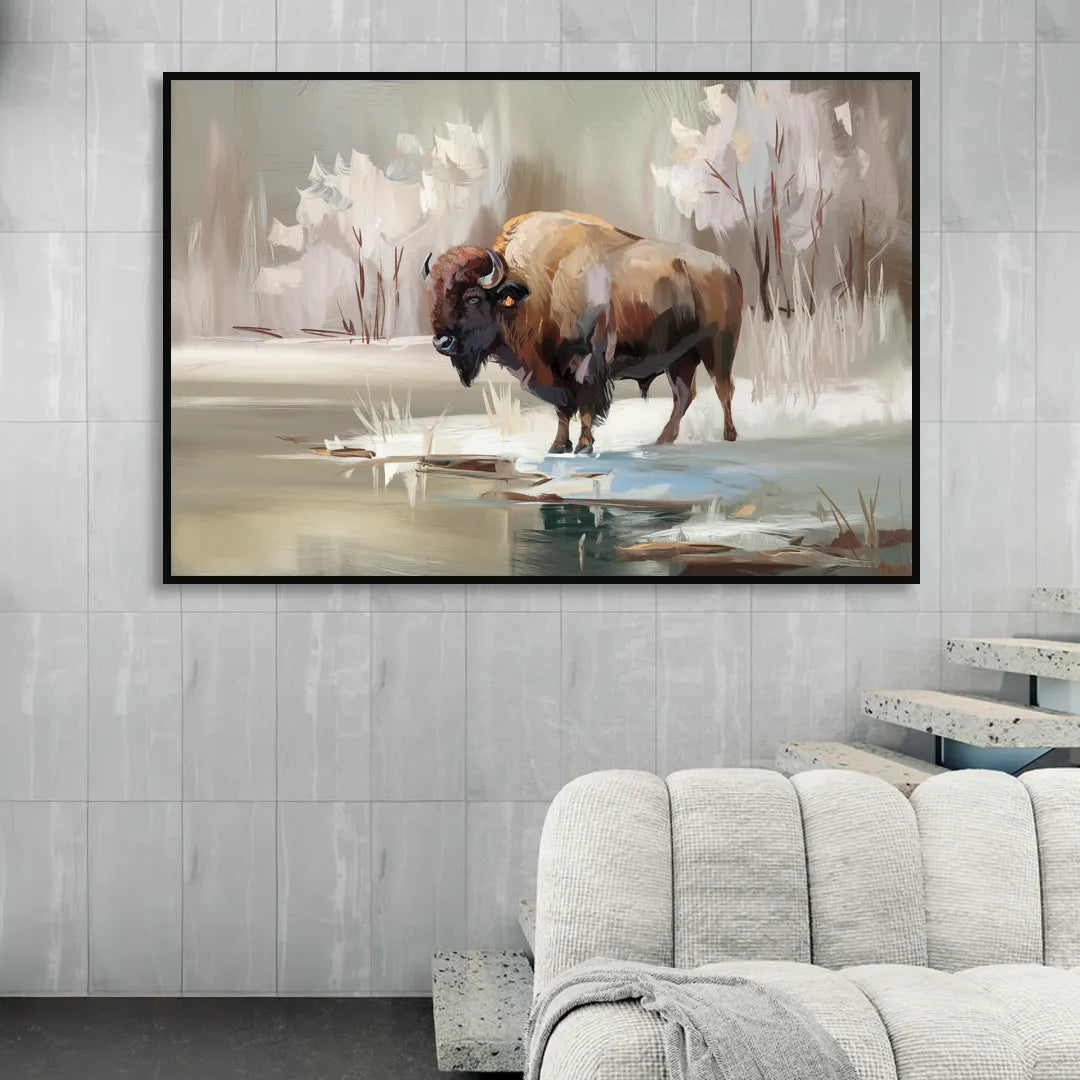Buffalo Waterfront Serenity Sitting Room - Black Canvas Wall Art