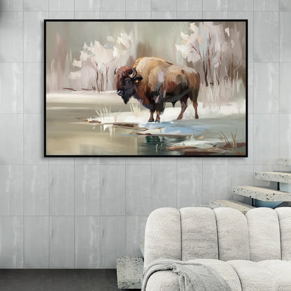 Buffalo Waterfront Serenity Sitting Room - Black Canvas Wall Art