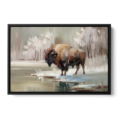 Buffalo Waterfront Serenity Front - Black Canvas Wall Art