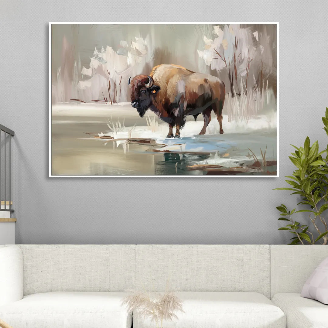 Buffalo Waterfront Serenity Sitting Room - White Canvas Wall Art