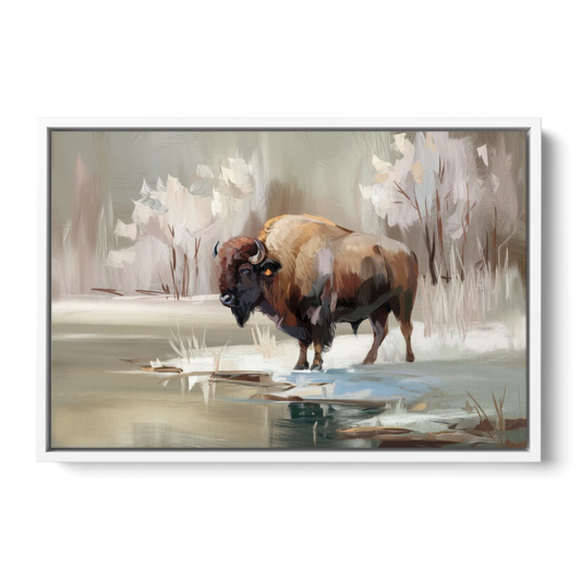 Buffalo Waterfront Serenity - White Framed Canvas Wall Art - Front
