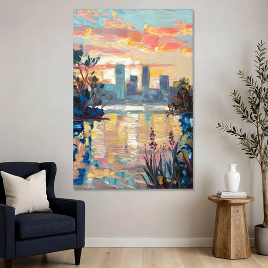 Buffalo Waterfront Sunrise - Canvas Wall Art - Sofa - 40x60