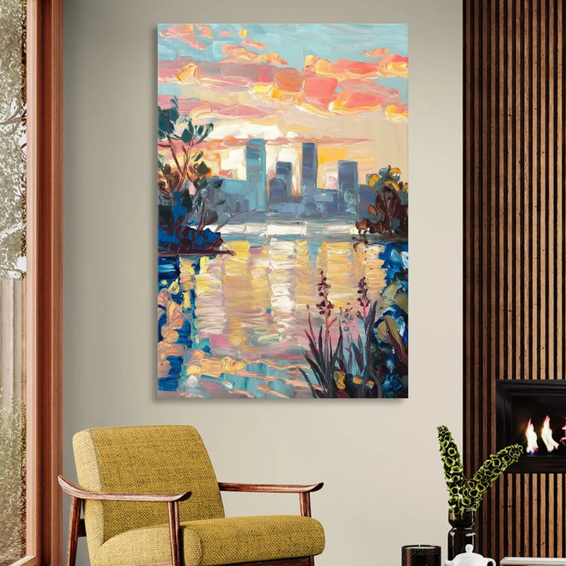 Buffalo Waterfront Sunrise Living Room - Canvas Wall Art