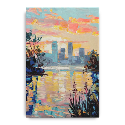 Buffalo Waterfront Sunrise Front - Canvas Wall Art