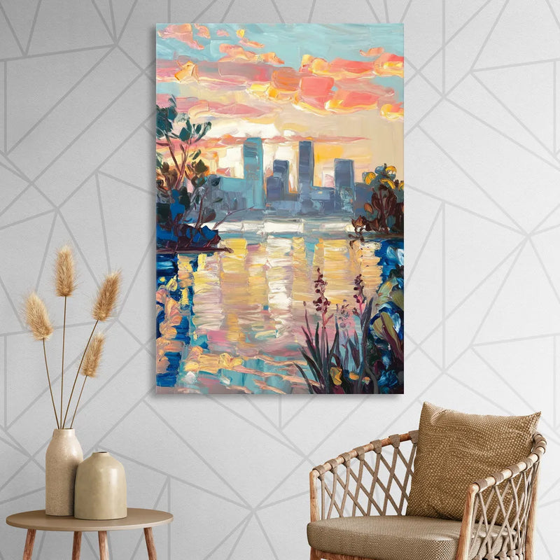 Buffalo Waterfront Sunrise Sitting Room - Canvas Wall Art