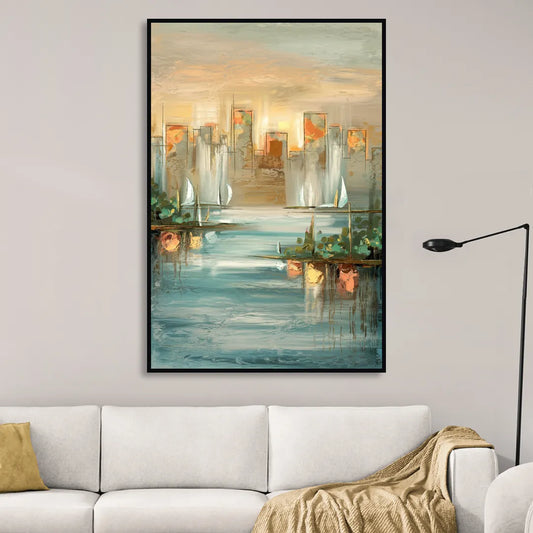 Buffalo Waterfront Tranquility Living Room - Black Canvas Wall Art