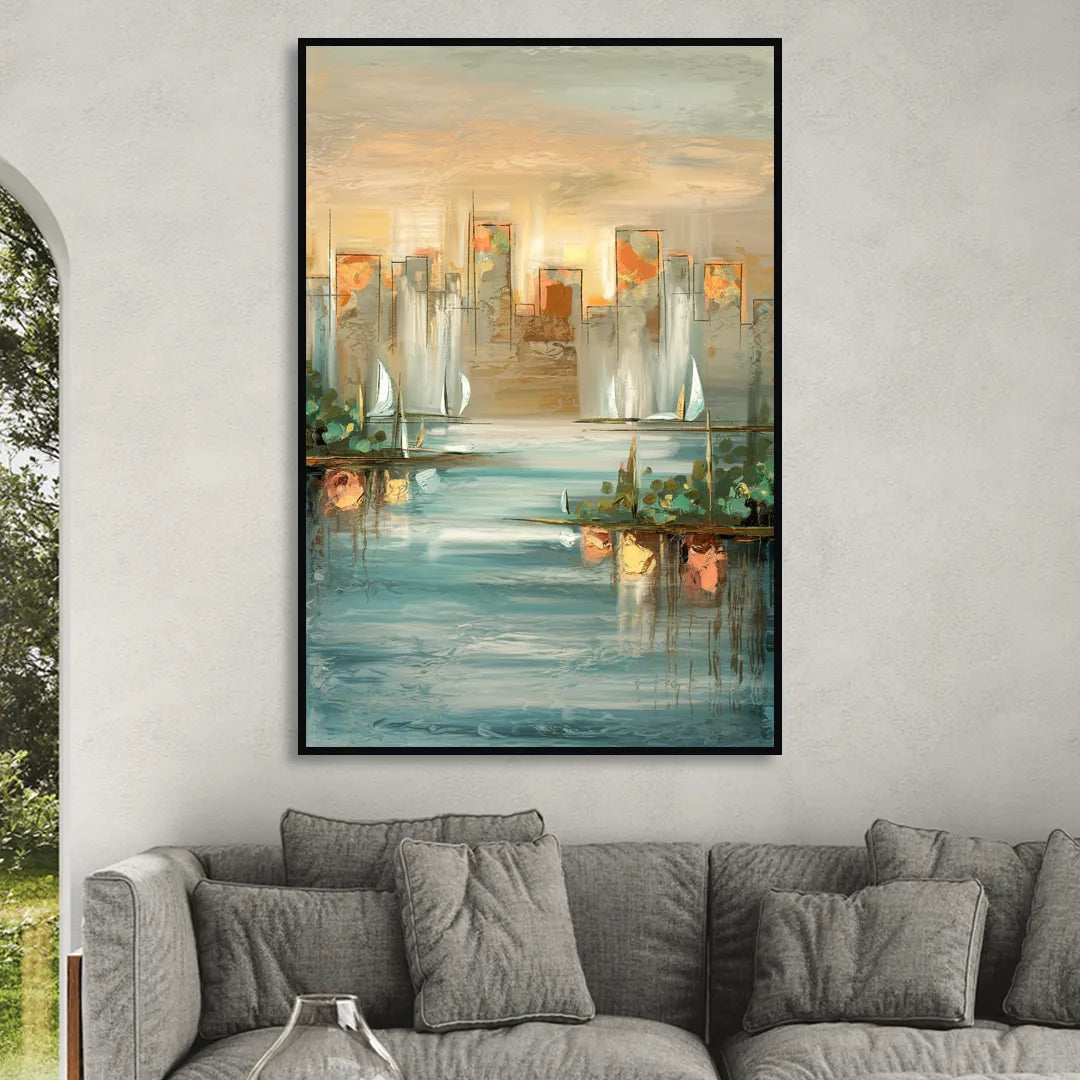 Buffalo Waterfront Tranquility Sitting Room - Black Canvas Wall Art