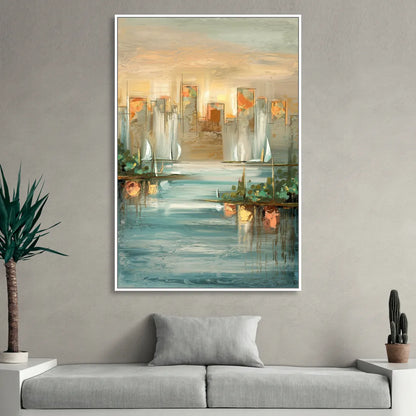 Buffalo Waterfront Tranquility Living Room - White Canvas Wall Art