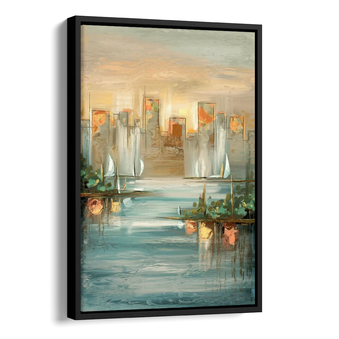Buffalo Waterfront Tranquility Side - Black Canvas Wall Art