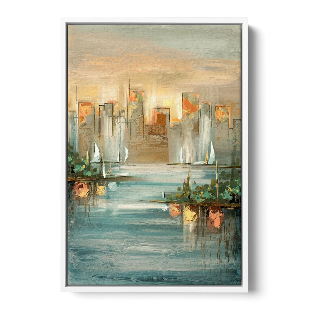 Buffalo Waterfront Tranquility Front - White Canvas Wall Art