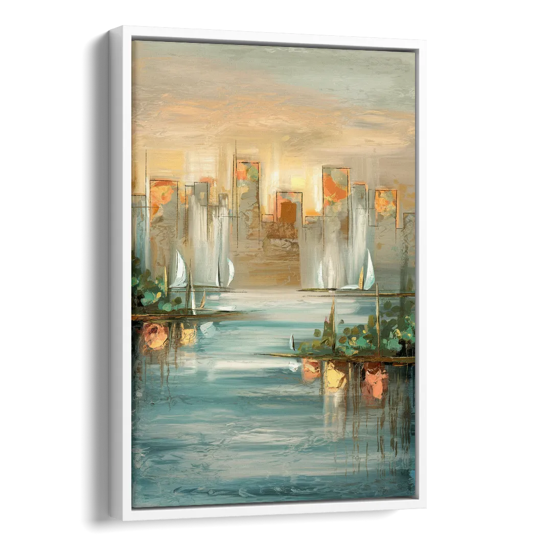 Buffalo Waterfront Tranquility Side - White Canvas Wall Art