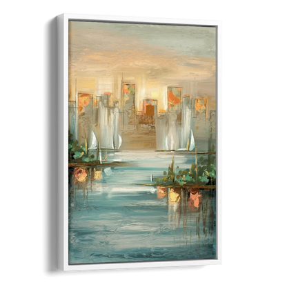 Buffalo Waterfront Tranquility Side - White Canvas Wall Art