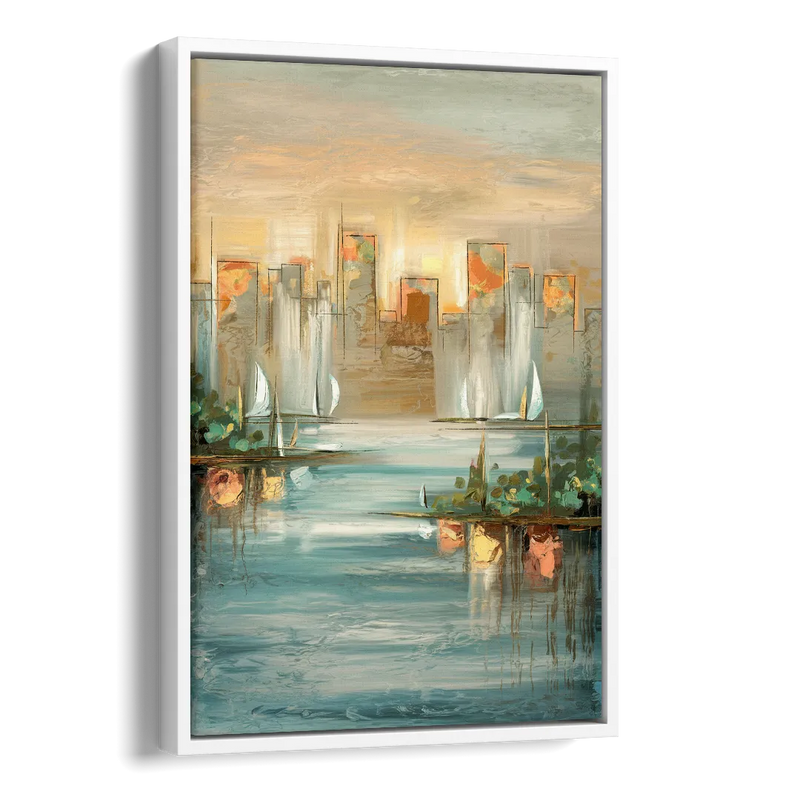 Buffalo Waterfront Tranquility Side - White Canvas Wall Art