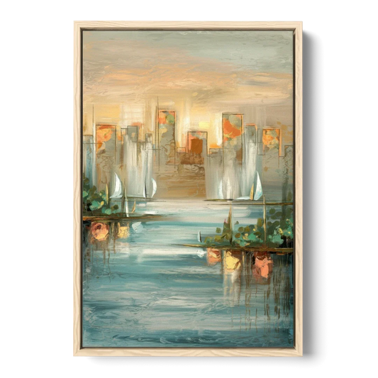 Buffalo Waterfront Tranquility - Oak Framed Canvas Wall Art - Front