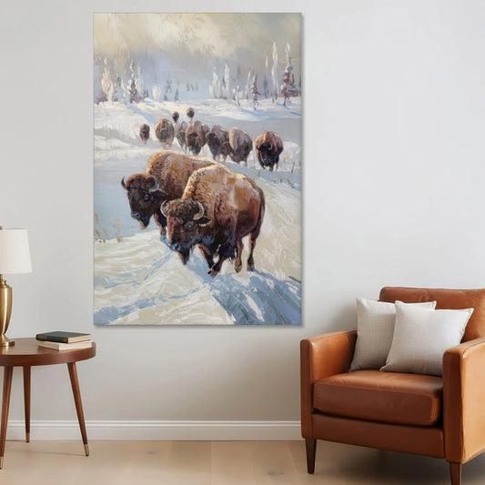 Buffalo Winter Wonderland - Canvas Wall Art - Sofa - 40x60