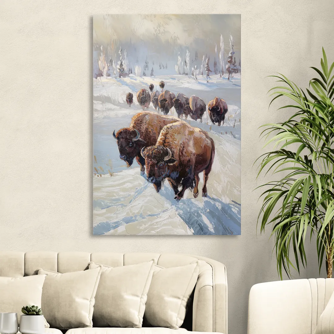 Buffalo Winter Wonderland Living Room - Canvas Wall Art