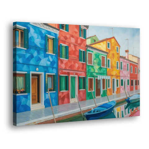 Burano's Colorful Streets - Canvas Wall Art - Side