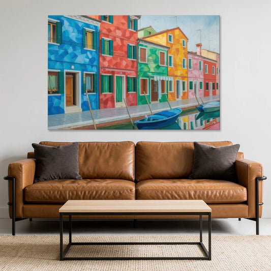 Burano's Colorful Streets - Canvas Wall Art - Sofa - 60x40