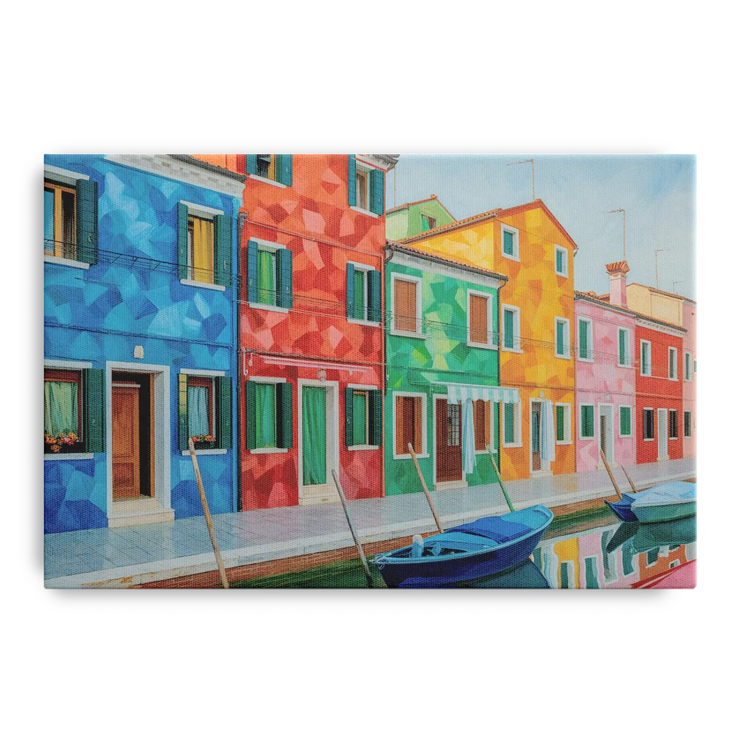Burano's Colorful Streets Front - Canvas Wall Art