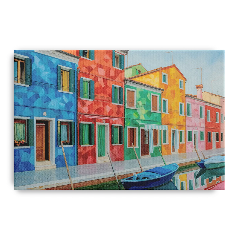 Burano's Colorful Streets Front - Canvas Wall Art
