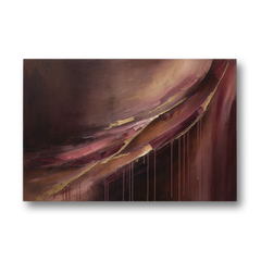 Burgundy Wall Art Wave with Gold Veins - Canvas Wall Art - Front