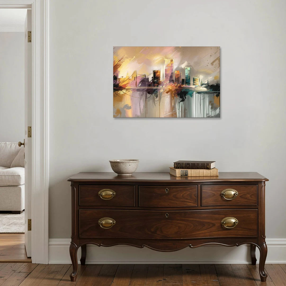 Burlington Artistic Cityscape - Canvas Wall Art - Coffee Table - 36x24
