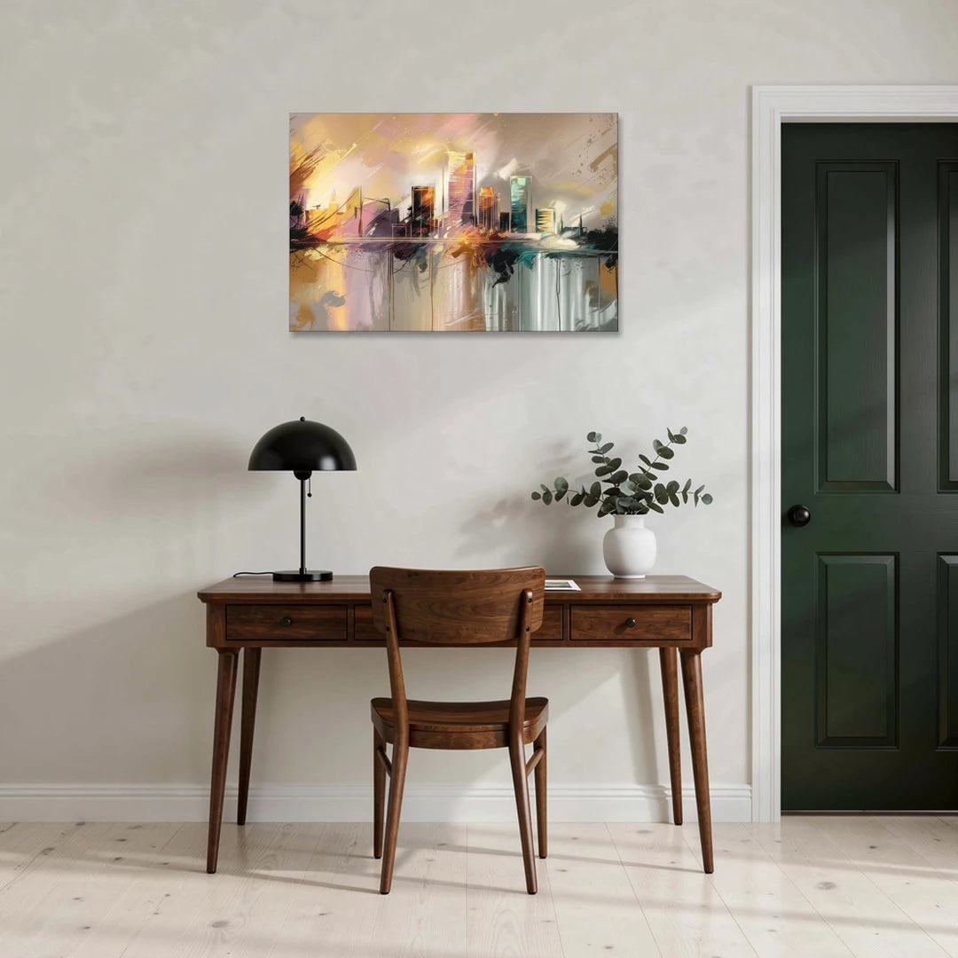 Burlington Artistic Cityscape - Canvas Wall Art - Office - 36x24