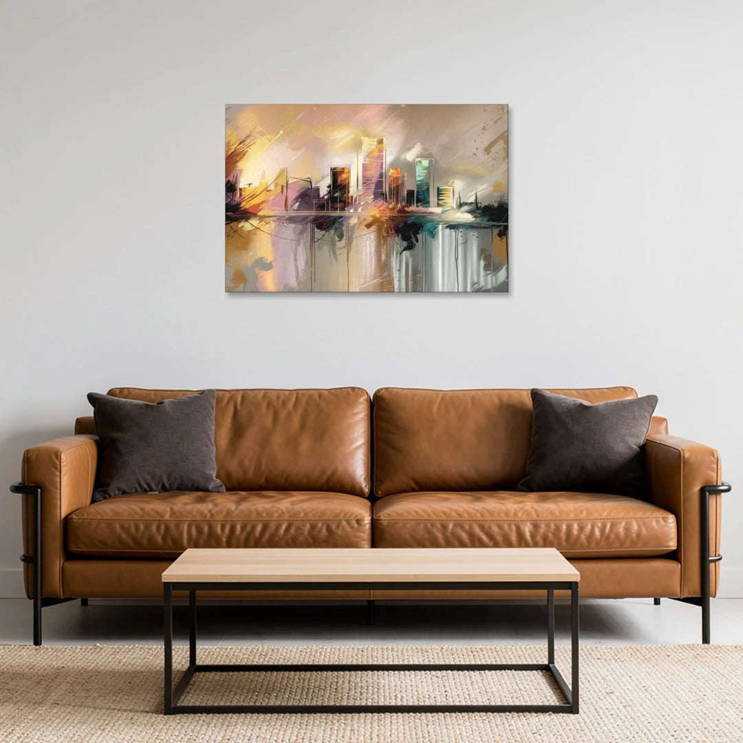 Burlington Artistic Cityscape - Canvas Wall Art - Sofa - 36x24