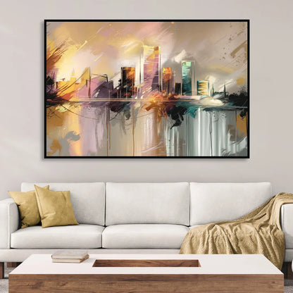 Burlington Artistic Cityscape Sitting Room - Black Canvas Wall Art