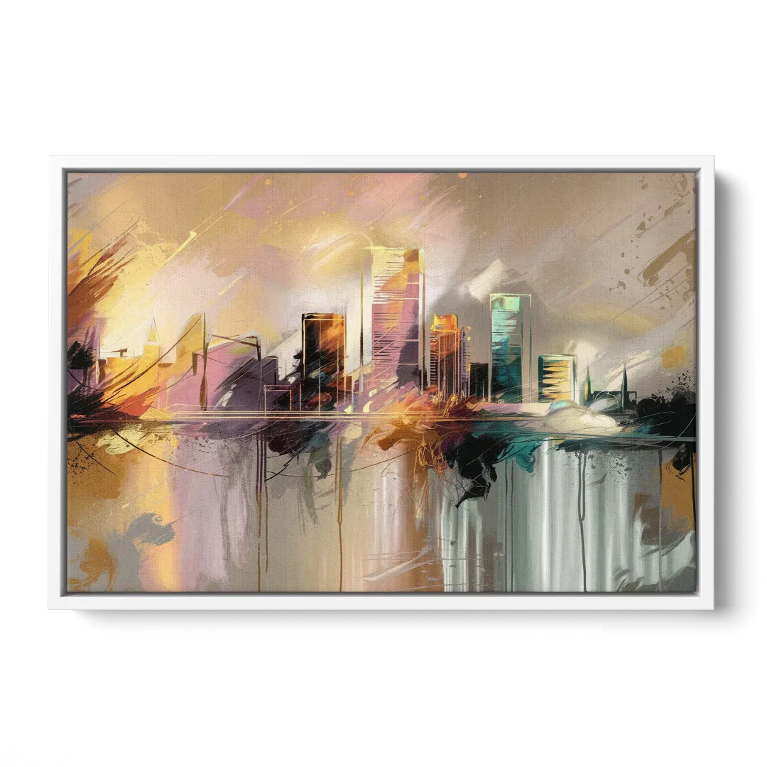 Burlington Artistic Cityscape Front - White Canvas Wall Art