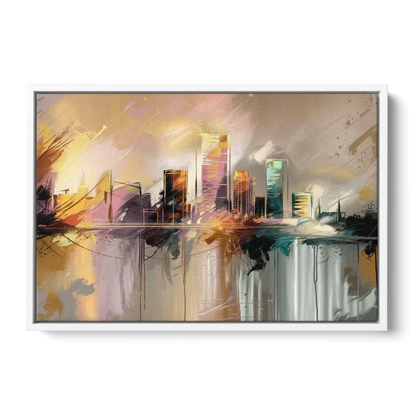 Burlington Artistic Cityscape Front - White Canvas Wall Art