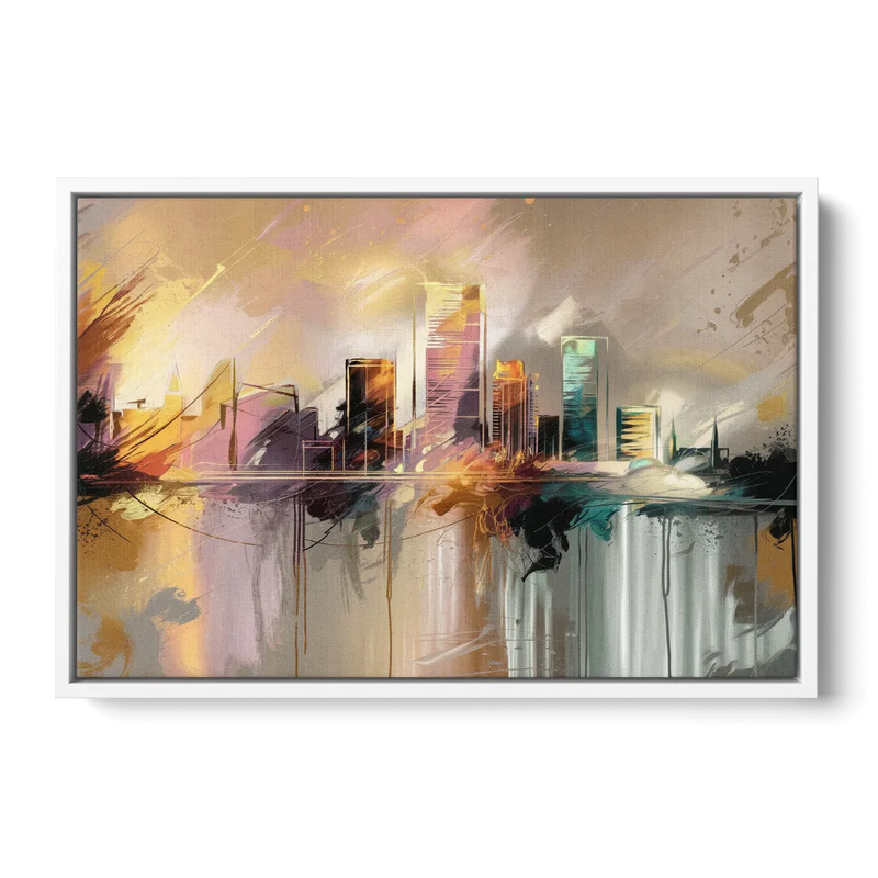 Burlington Artistic Cityscape Front - White Canvas Wall Art