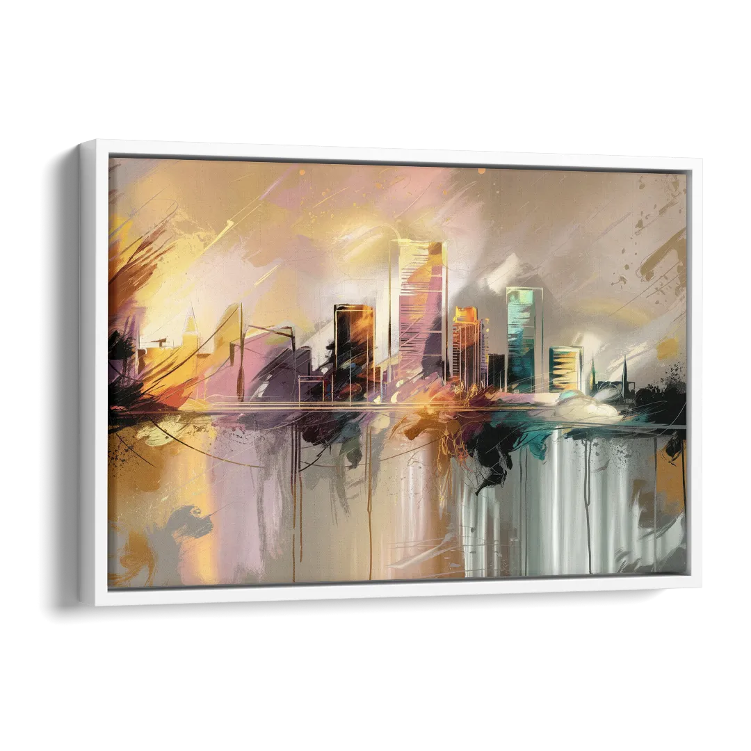 Burlington Artistic Cityscape Side - White Canvas Wall Art